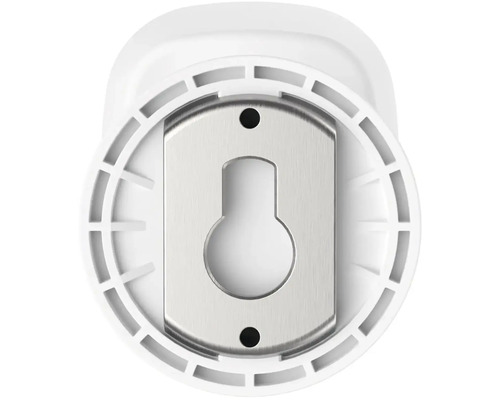 Zadní strana bílého držáku s otvorem pro klíč