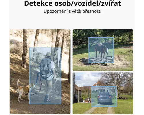 Ukázky záběrů s detekcí osob, vozidel a zvířat
