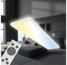 Obdélníkové stropní LED svítidlo s dálkovým ovládáním v moderně zařízeném obývacím pokoji.