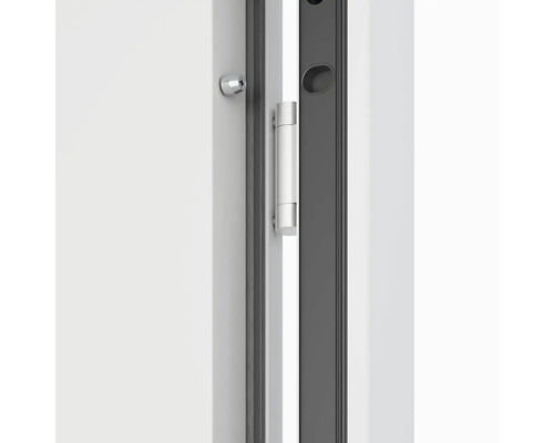 Detail otevřených dveří s kováním