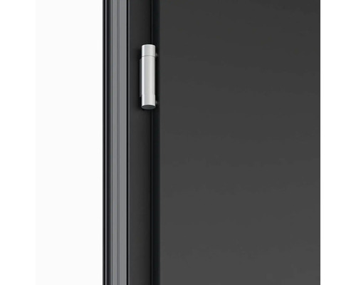 Detail dveří se stříbrným závěsem