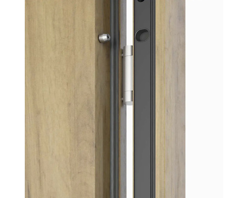 Detailní pohled na dřevěné interiérové dveře se závěsem a kukátkem