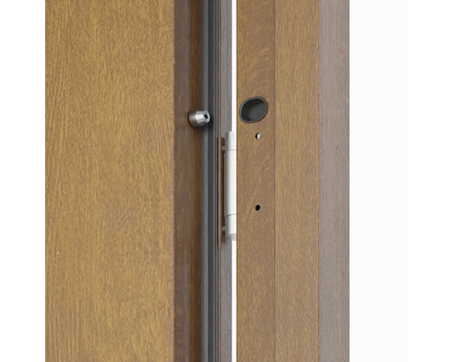 Detail bezpečnostních dveří s kukátkem a zámkem