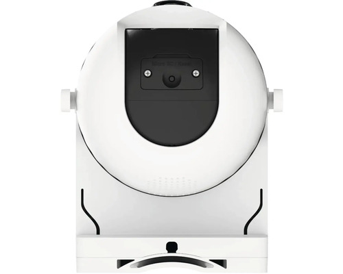 Detailní záběr bílé bezpečnostní kamery s černým krytem na zadní straně