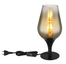 Stolní lampa se skleněným stínidlem a žárovkou