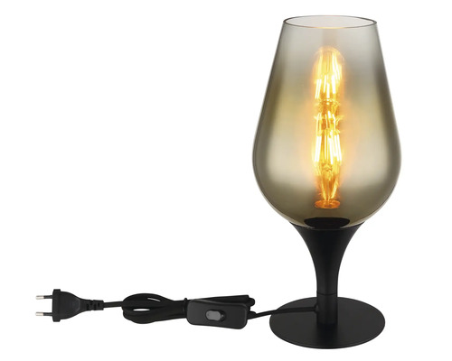 Stolní lampa se skleněným stínidlem a žárovkou