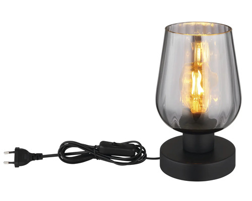 Stolní lampa s kouřovým sklem a žárovkou