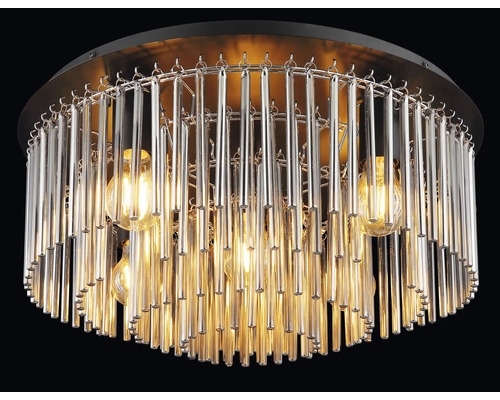 Stropní svítidlo se skleněnými tyčemi a několika žárovkami