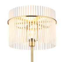 Stojací lampa se stínidlem z skleněných tyčí a kovovým rámem