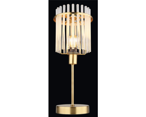 Stolní lampa se stínidlem ze skleněných tyčí a kovovou základnou