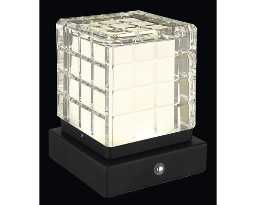 Krychlové soklové svítidlo s křišťálovým sklem a tmavým podstavcem