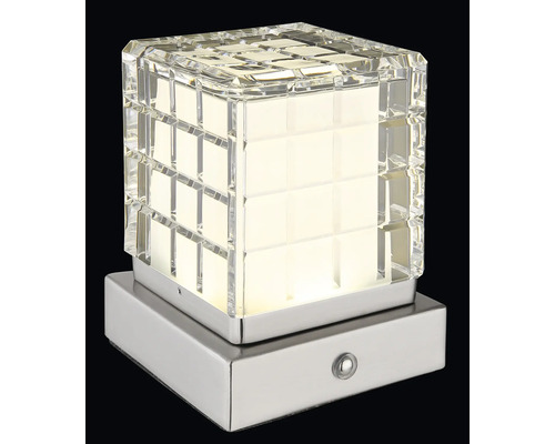 Čtvercové nástěnné svítidlo s křišťálovým sklem a kovovou základnou