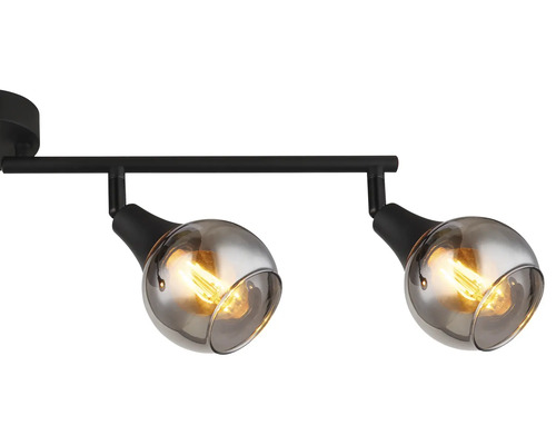 Stropní svítidlo se dvěma reflektory a skleněnými stínidly