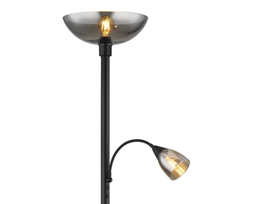 Stojací lampa s lampičkou na čtení a skleněným stínidlem