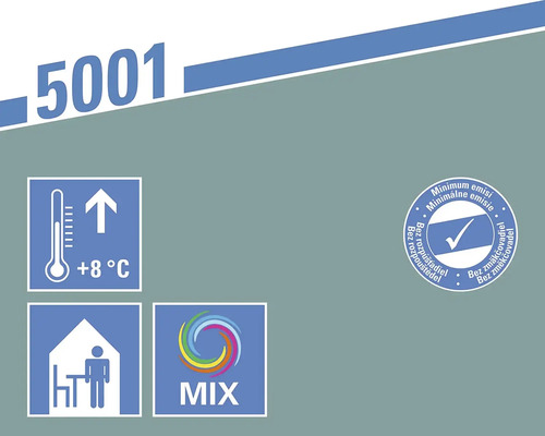 Informace o produktu: minimální teplota osm stupňů Celsia, vhodné pro vnitřní použití, mísitelné, minimální emise, bez rozpouštědel, bez změkčovadel.