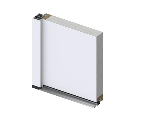 Řez interiérovými dveřmi s rámem, dveřním křídlem a spodním těsněním