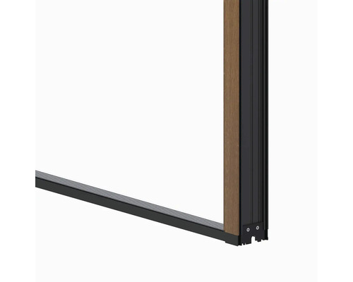 Detail terasového zastřešení s dřevěnými a hliníkovými prvky