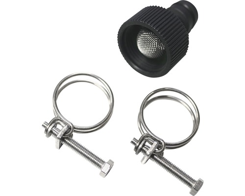 Sada příslušenství zahradní hadice s hadicovými sponami a sítkem