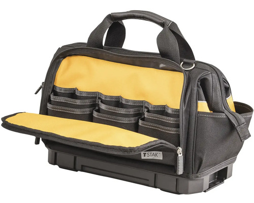 Otevřená brašna na nářadí s držadlem a několika přihrádkami