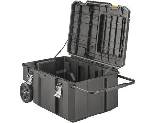 Otevřený box na nářadí s kolečky a rukojetí