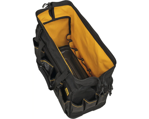 Otevřená brašna na nářadí s přihrádkami a logem DeWalt