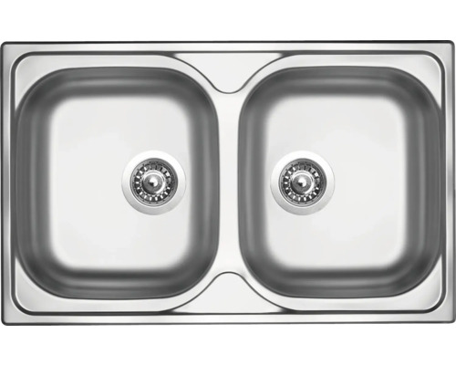 Nerezový dvojdřez se dvěma mísami a odtoky