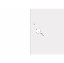 Technický nákres otvoru o průměru 50 milimetrů a vzdálenosti 80 milimetrů od okraje