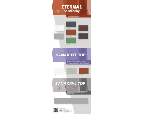 Vzorník barev pro střešní krytiny a opravné malty Eternal a Sanakryl Top