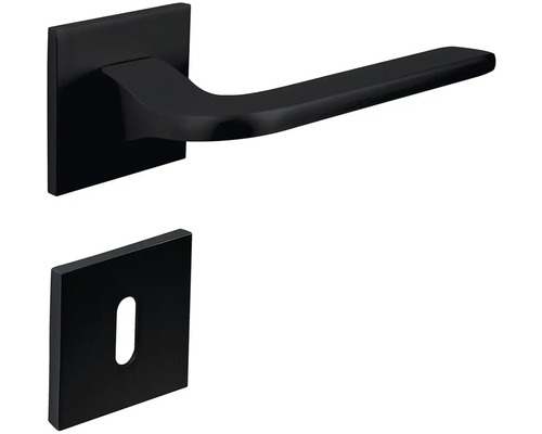 Černá interiérová dveřní souprava se čtvercovou rozetou a klíčovou rozetou