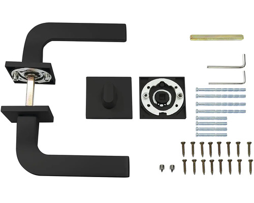 Sada kliky dveří se čtyřhranem, šrouby a montážním materiálem