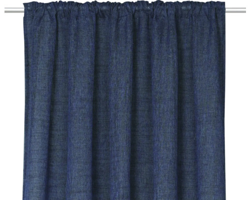 Modrý látkový závěs s řasicí páskou