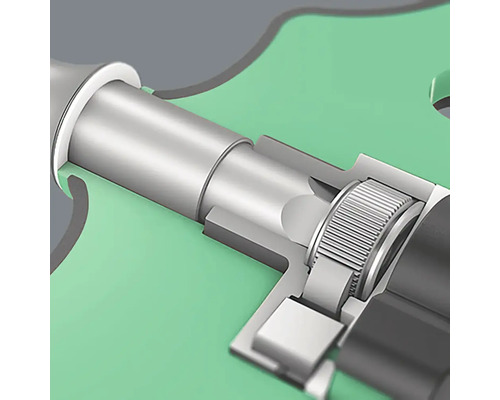 Detailní pohled na mechanismus nástroje s kovovými prvky