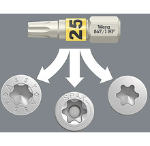 Wera 867/1 HF Torx bit s příklady použití pro šrouby