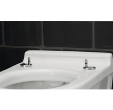 Bílé WC Duravit s nerezovými panty