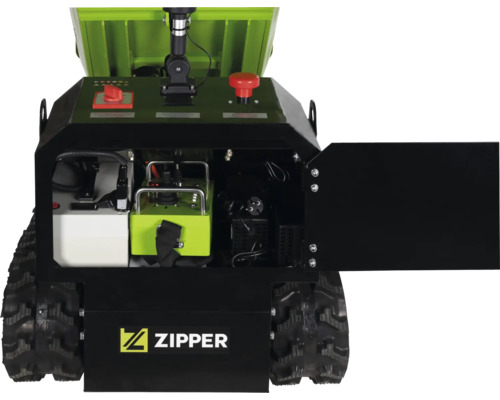 Logo Zipper na mini dumperu.