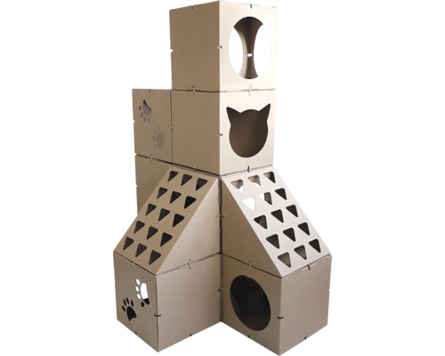 Škrabadlo pro kočky z kartonu s různými otvory a tvary
