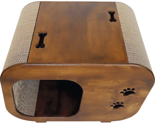 Kočičí dům se škrabadlem, vzorem kostí a vzorem otisku tlapky