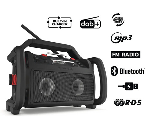 Stavební rádio s DAB plus, FM rádio, Bluetooth a přehrávání MP3