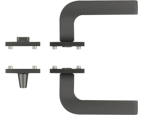 Sada kliky ke dveřím s čtyřhranným trnem a rozetami