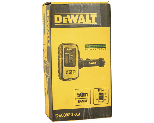 Balení detektoru liniového laseru DeWalt DE0892G-XJ s dosahem 50 metrů a stupněm krytí IP54