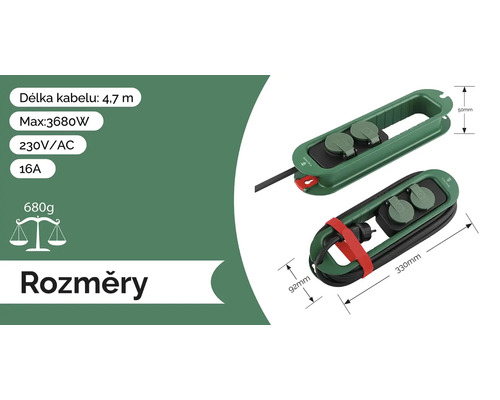 Obrázek kabelové krabice s rozměry