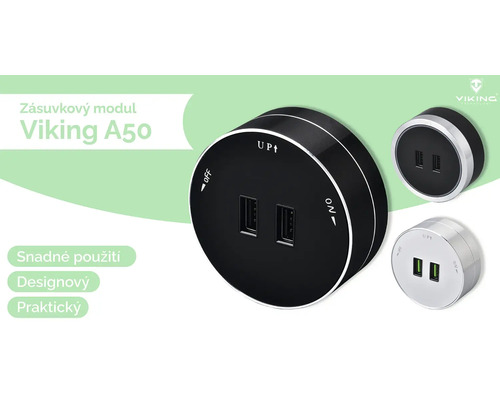 Zásuvkový modul Viking A50 se dvěma USB porty