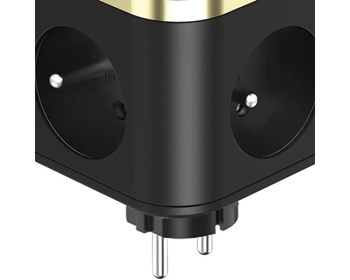 Černá trojitá zásuvka pro vnitřní použití