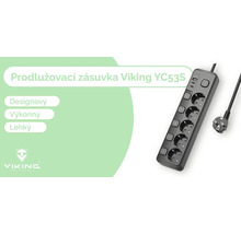 Prodlužovací zásuvka Viking YC53S se šesti zásuvkami a dvěma USB porty