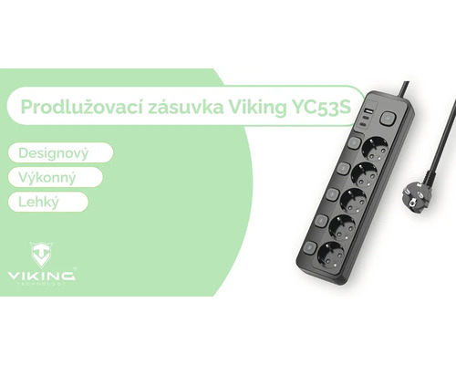 Prodlužovací zásuvka Viking YC53S se šesti zásuvkami a dvěma USB porty