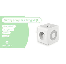Adaptér VIKING Y23L 2x 230 V, 3x USB černý