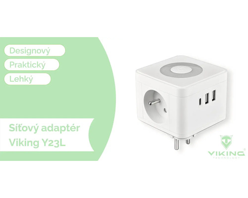 Napájecí adaptér Viking Y23L do zásuvek s USB porty