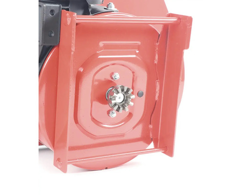 Detail sněhové frézy s kovovým ozubeným kolem