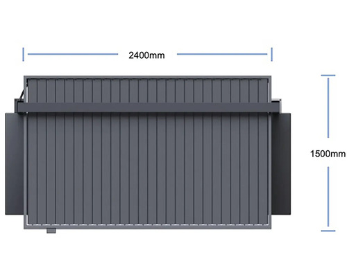 Pohled shora na plot o šířce 2400 milimetrů a výšce 1500 milimetrů.