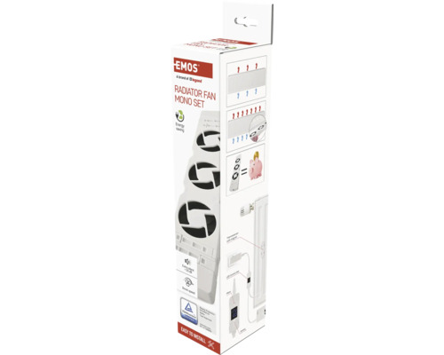 Produktové balení sady ventilátoru radiátoru Emos Mono